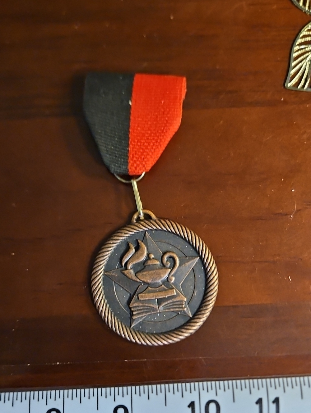 Academic Recognition Medal with Red and Black Ribbon